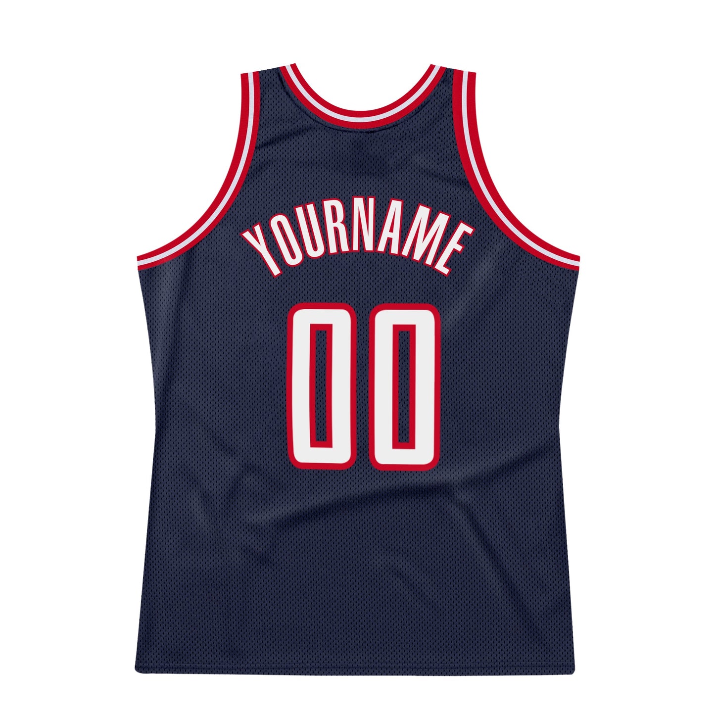 Custom Navy White-Red Authentic Throwback Basketball Jersey Limited