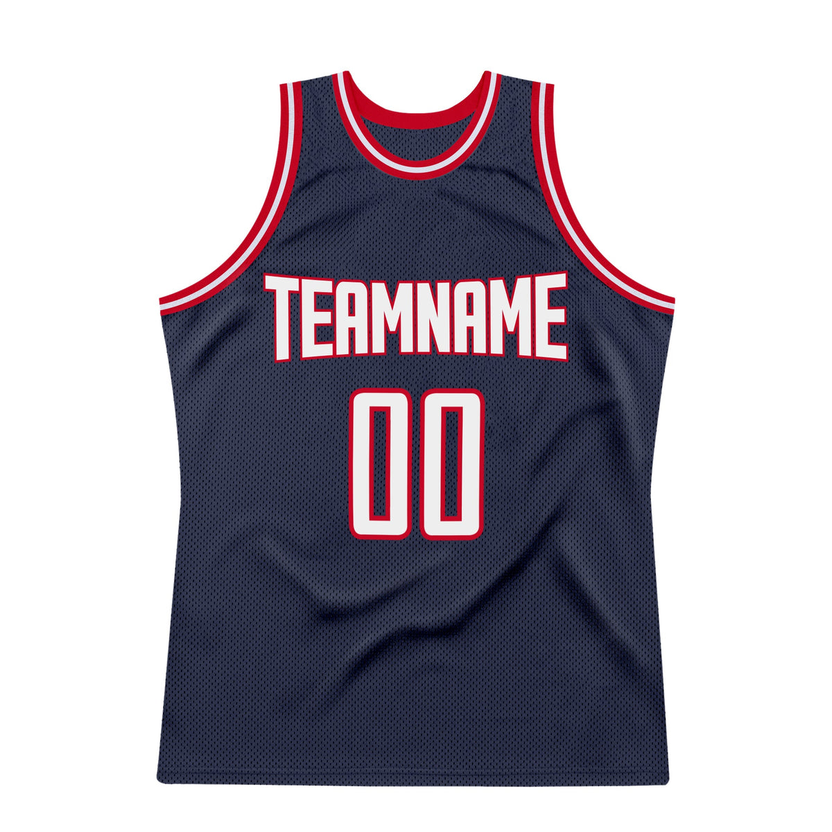Custom Navy White-Red Authentic Throwback Basketball Jersey Limited