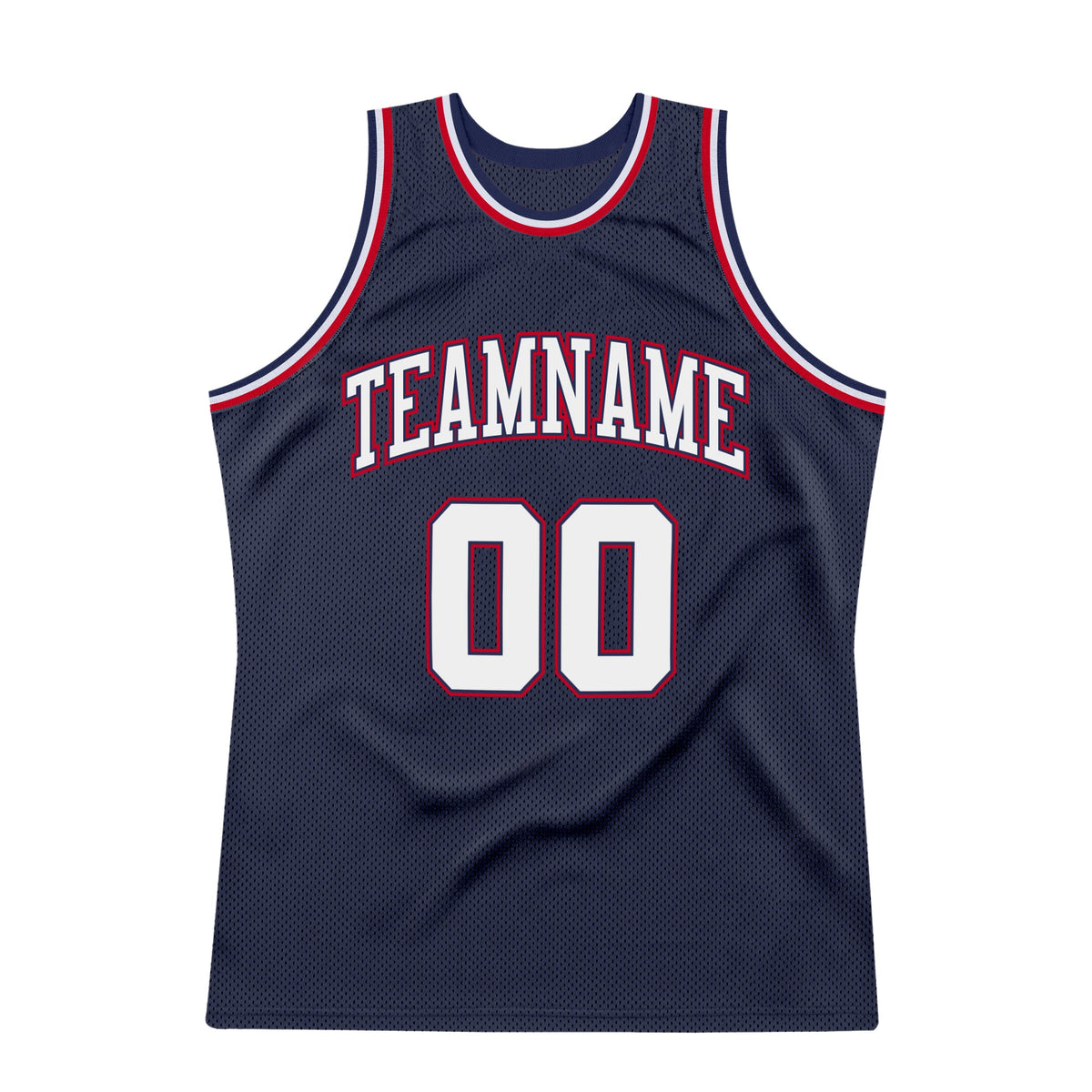 Custom Navy White-Red Authentic Throwback Basketball Jersey Limited