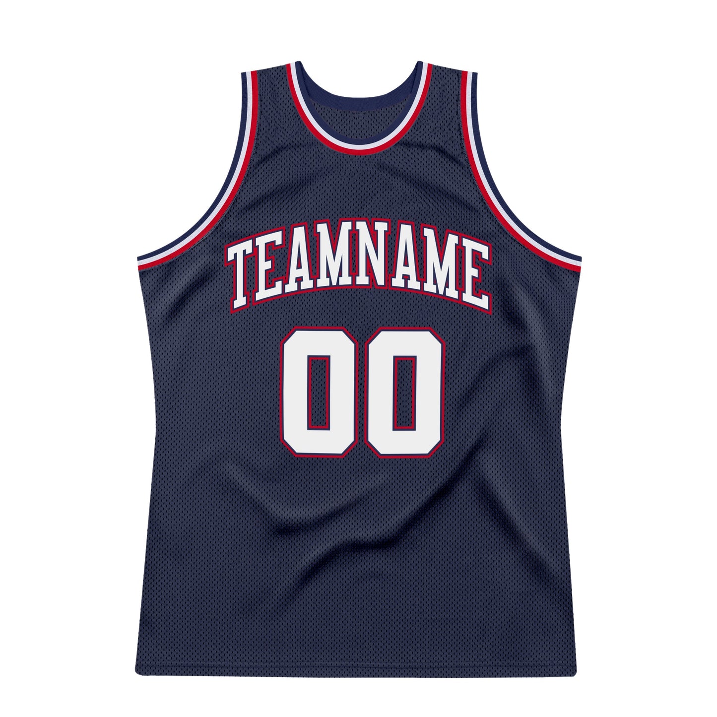 Custom Navy White-Red Authentic Throwback Basketball Jersey Limited