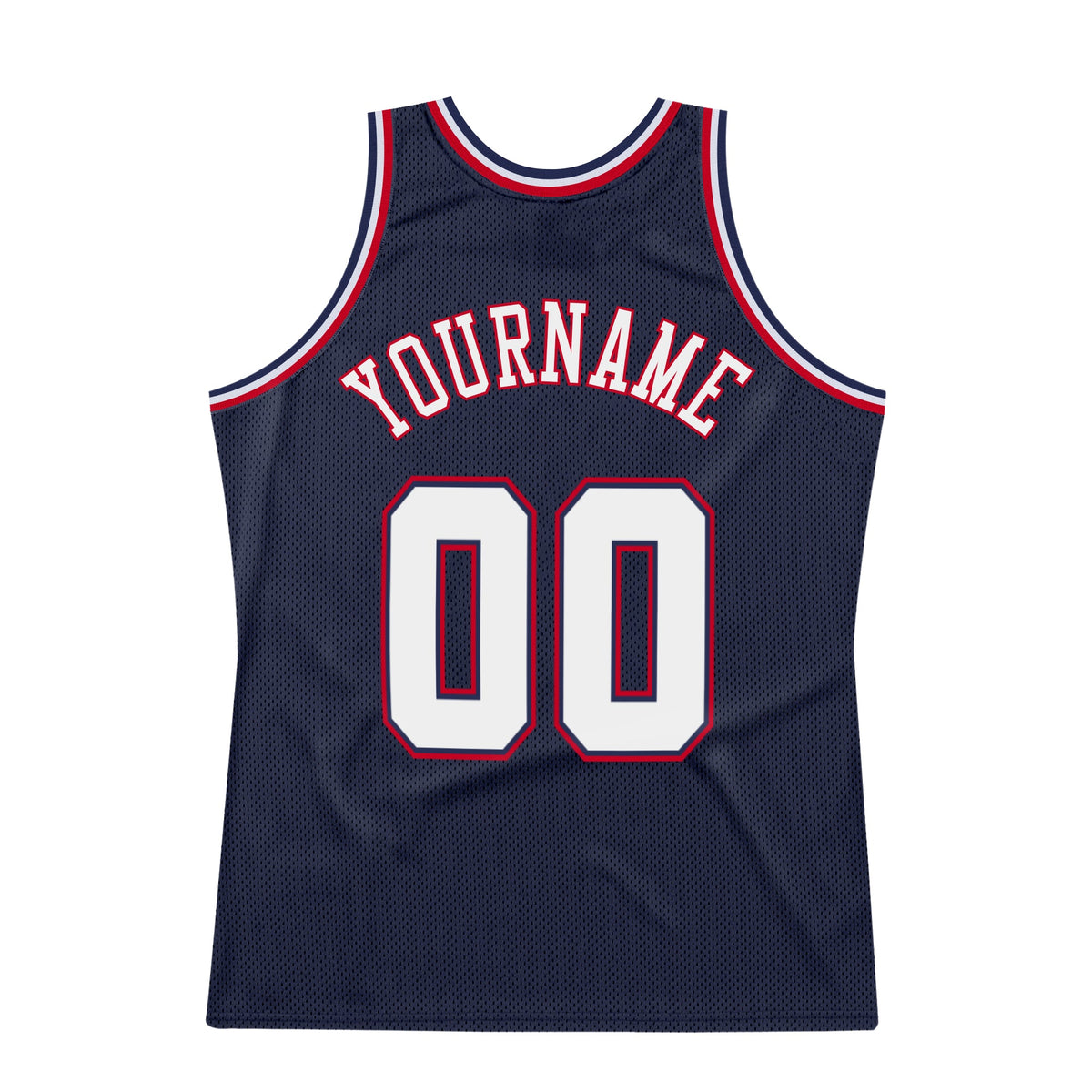 Custom Navy White-Red Authentic Throwback Basketball Jersey Limited