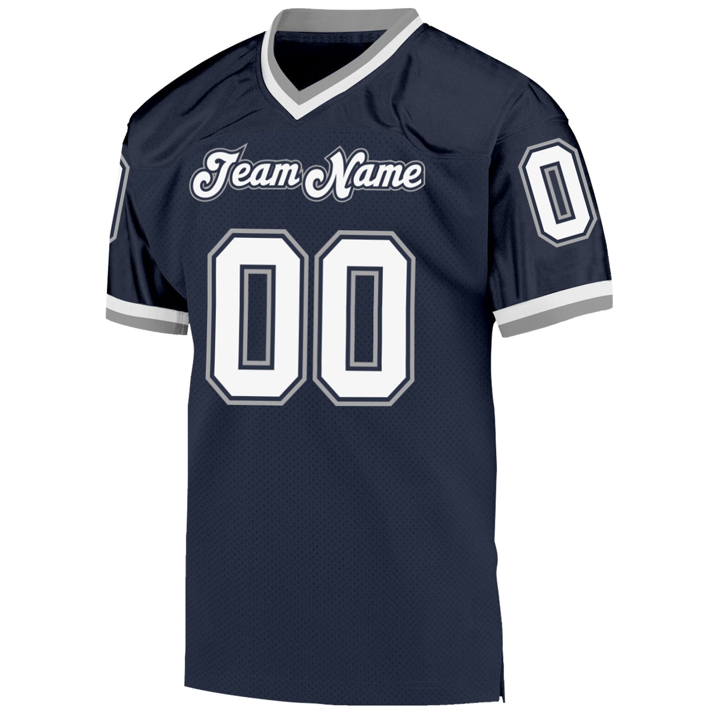 Custom Navy White-Gray Mesh Authentic Throwback Football Jersey Limited