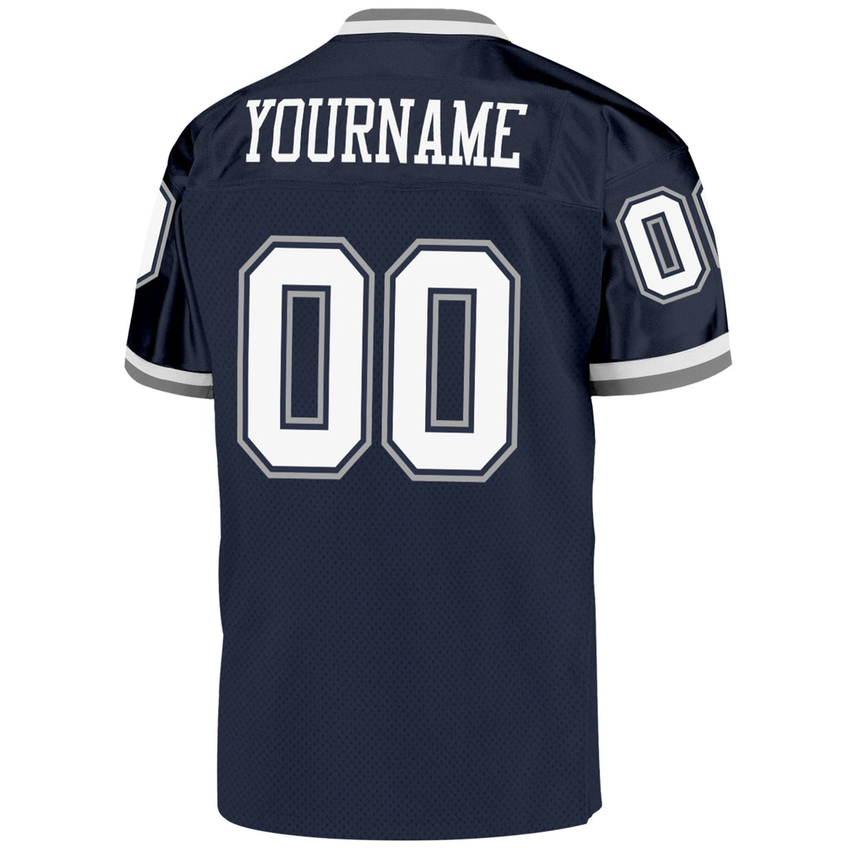 Custom Navy White-Gray Mesh Authentic Throwback Football Jersey Limited