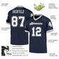Custom Navy White-Gray Mesh Authentic Throwback Football Jersey Limited