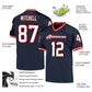 Custom Navy White-Red Mesh Authentic Throwback Football Jersey Limited