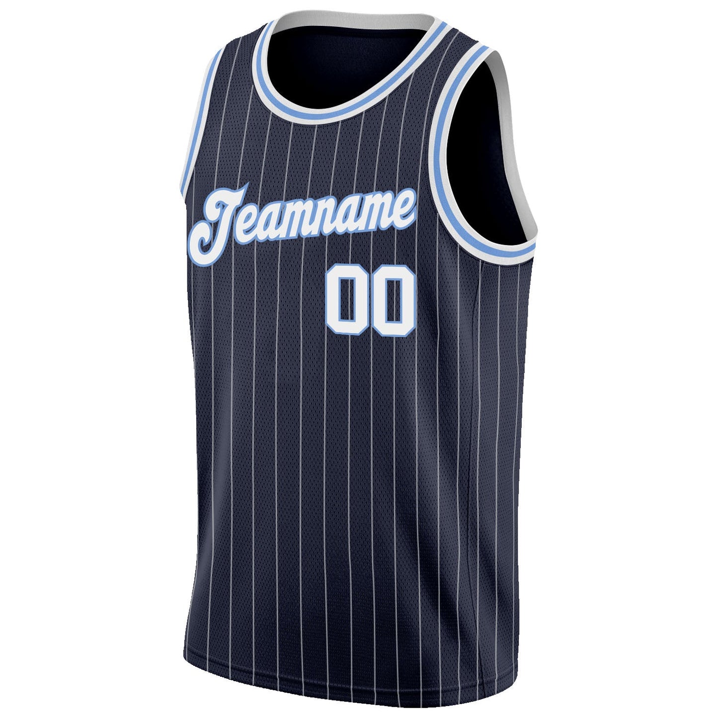 Custom Navy White Pinstripe White-Light Blue Authentic Basketball Jersey Limited