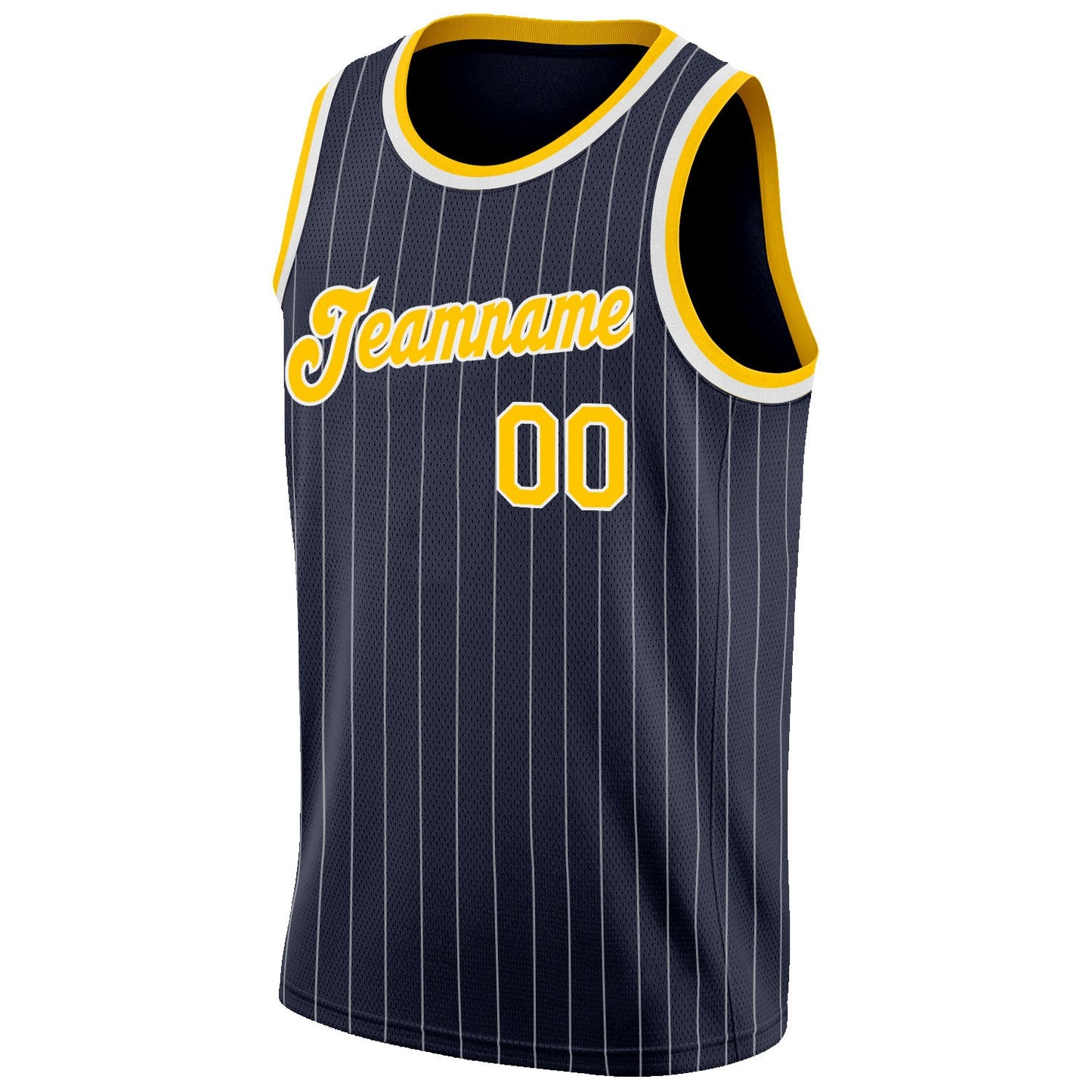 Custom Navy White Pinstripe Gold-White Authentic Basketball Jersey Limited