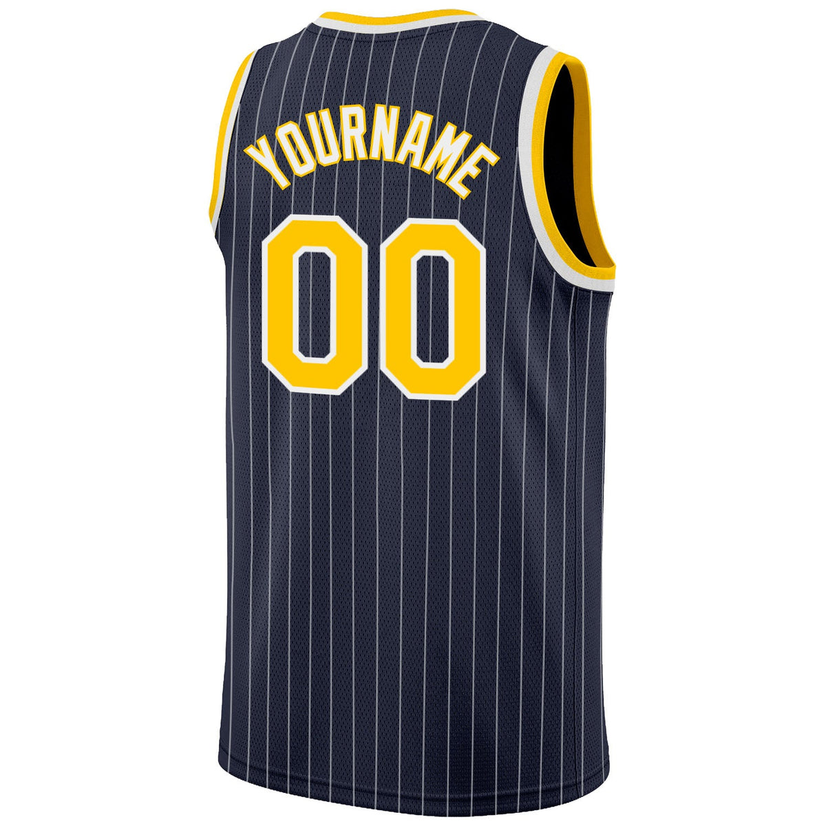 Custom Navy White Pinstripe Gold-White Authentic Basketball Jersey Limited