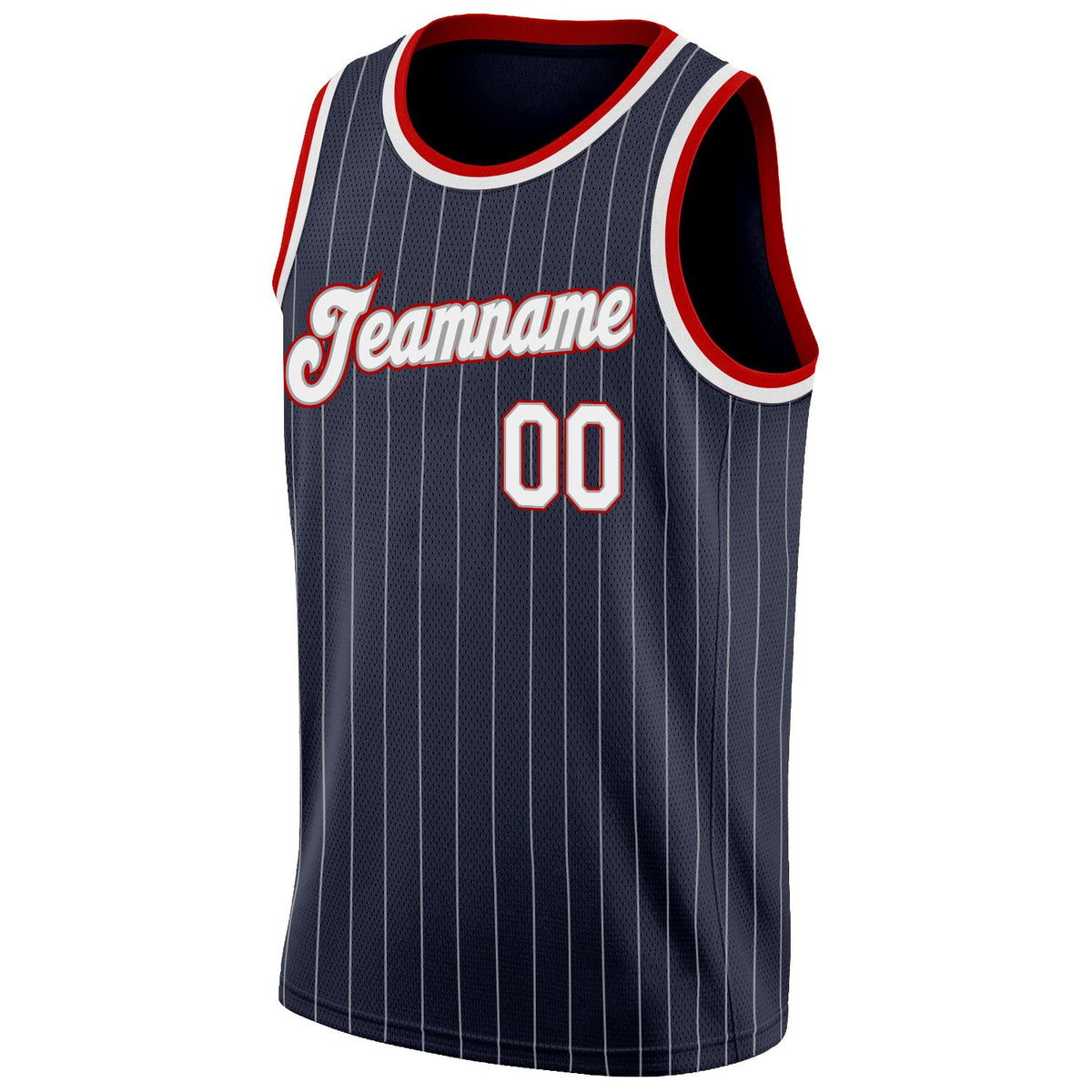 Custom Navy White Pinstripe White-Red Authentic Basketball Jersey Limited