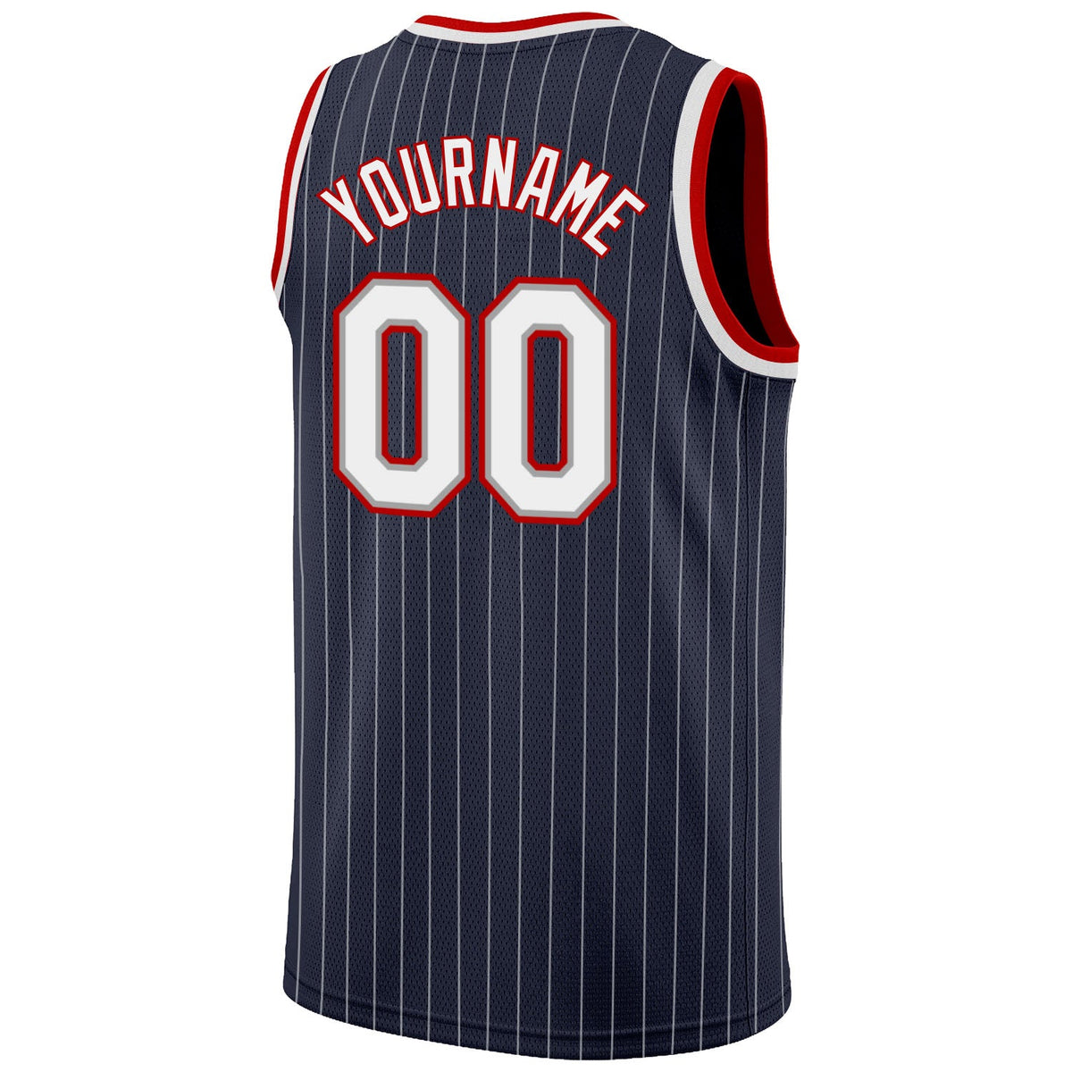 Custom Navy White Pinstripe White-Red Authentic Basketball Jersey Limited