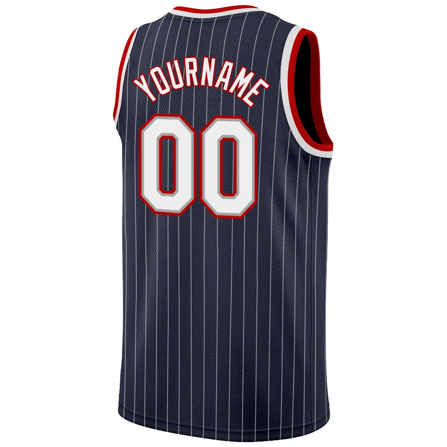 Custom Navy White Pinstripe White-Red Authentic Basketball Jersey Limited