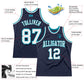Custom Navy White-Teal Authentic Throwback Basketball Jersey Limited