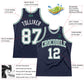 Custom Navy White-Kelly Green Authentic Throwback Basketball Jersey Limited