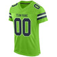Custom Neon Green Navy-White Mesh Authentic Football Jersey Limited