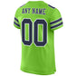 Custom Neon Green Navy-White Mesh Authentic Football Jersey Limited