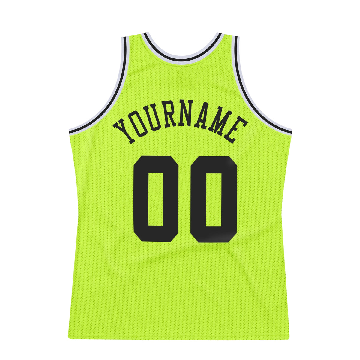 Custom Neon Green Black-White Authentic Throwback Basketball Jersey Limited