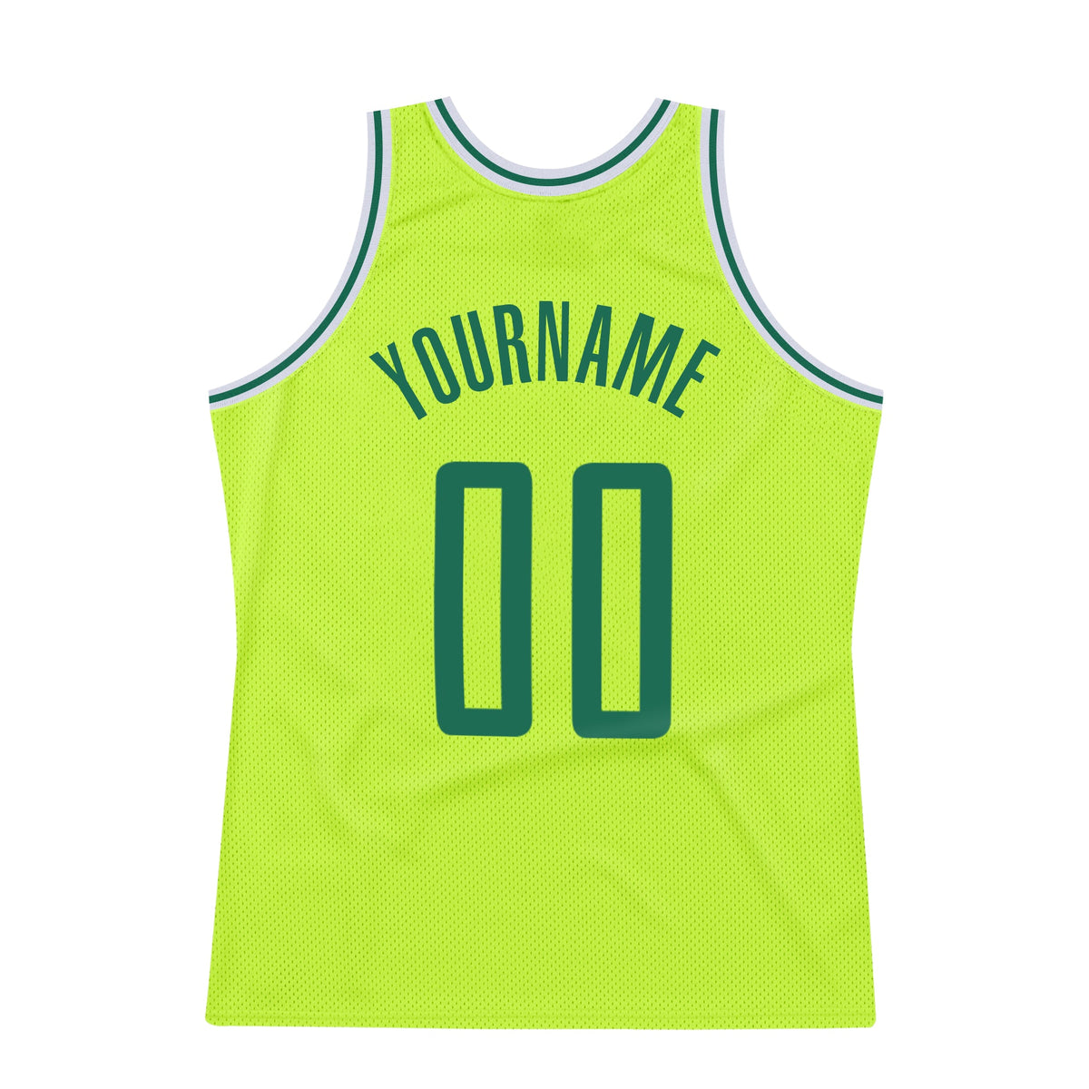 Custom Neon Green Kelly Green-White Authentic Throwback Basketball Jersey Limited