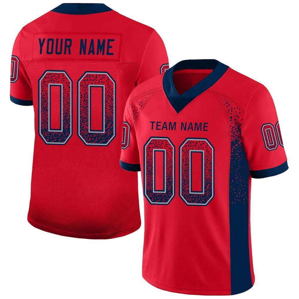 Custom Scarlet Navy-Gray Mesh Drift Fashion Football Jersey Limited