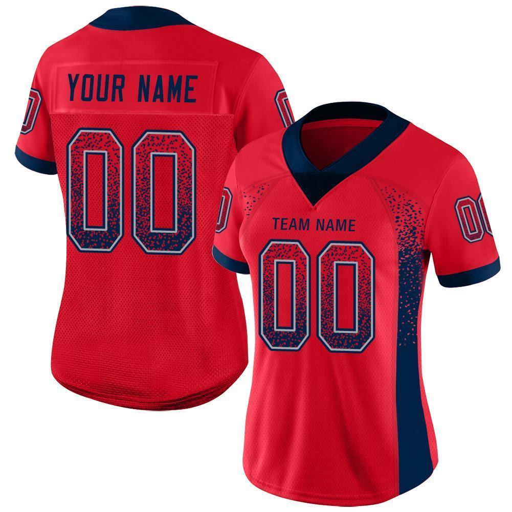 Custom Scarlet Navy-Gray Mesh Drift Fashion Football Jersey Limited