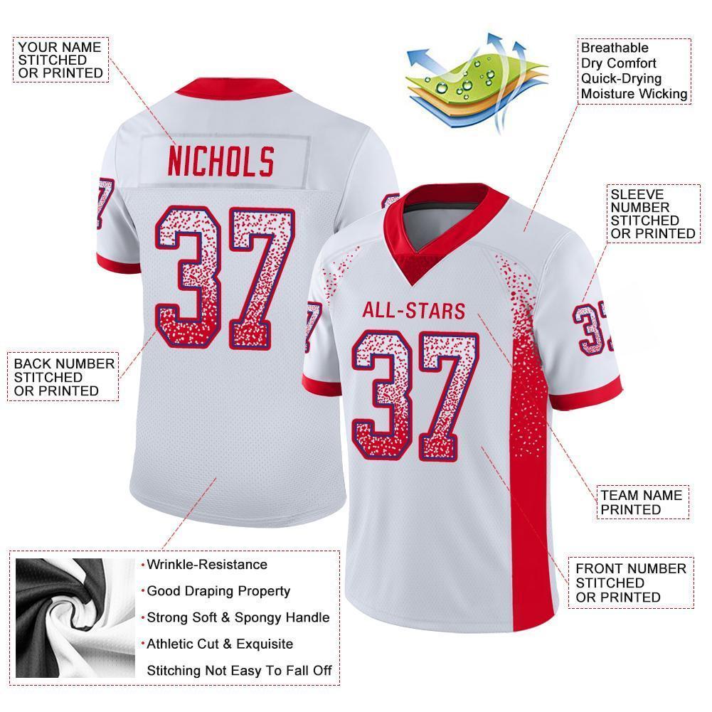 Custom White Scarlet-Royal Mesh Drift Fashion Football Jersey Limited