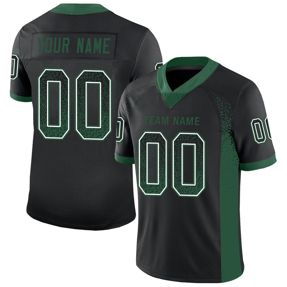Custom Black Gotham Green-White Mesh Drift Fashion Football Jersey Limited