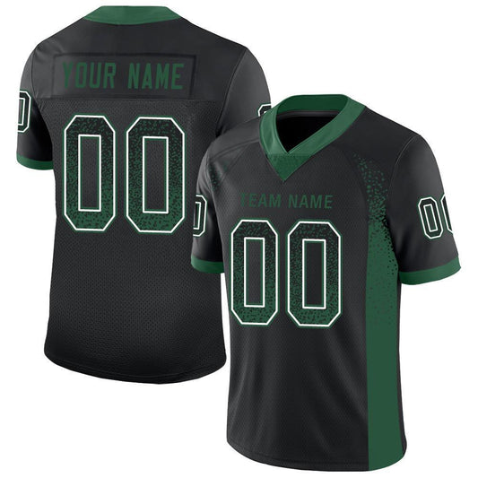 Custom Black Gotham Green-White Mesh Drift Fashion Football Jersey Limited