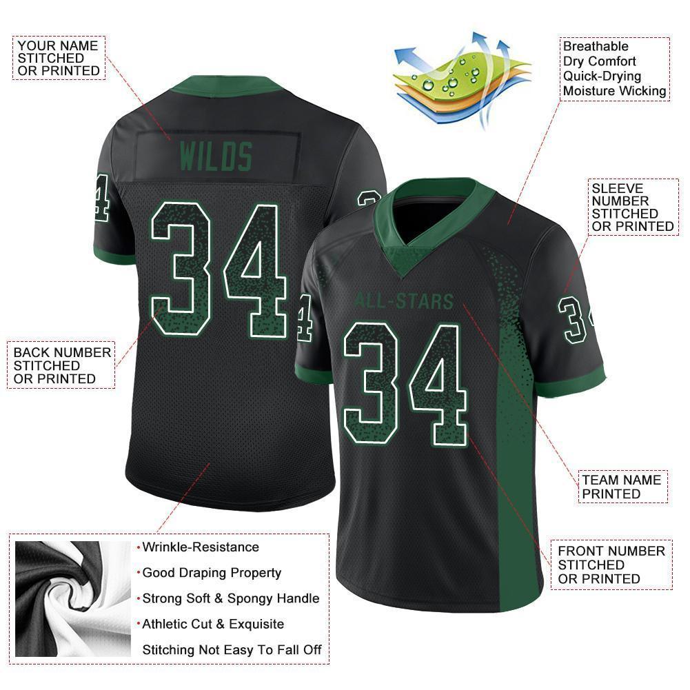 Custom Black Gotham Green-White Mesh Drift Fashion Football Jersey Limited