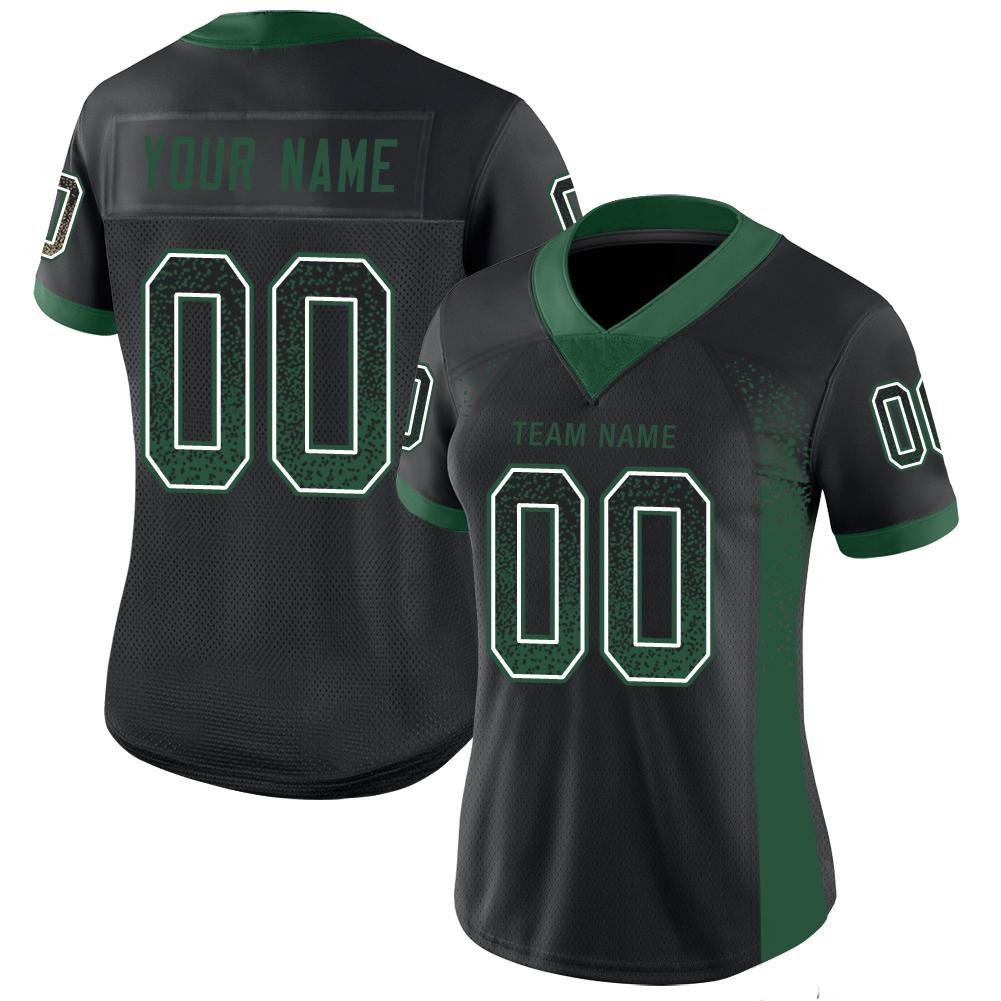 Custom Black Gotham Green-White Mesh Drift Fashion Football Jersey Limited