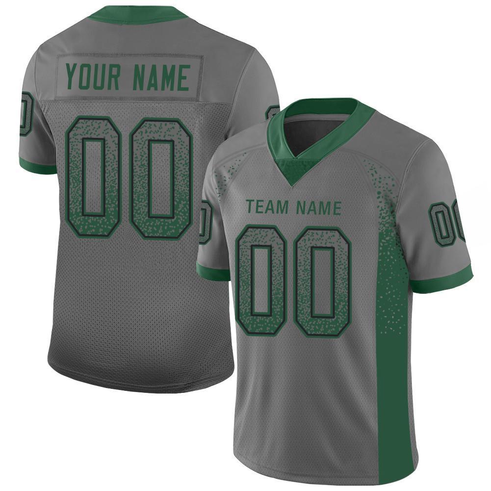 Custom Gray Gotham Green-Black Mesh Drift Fashion Football Jersey Limited