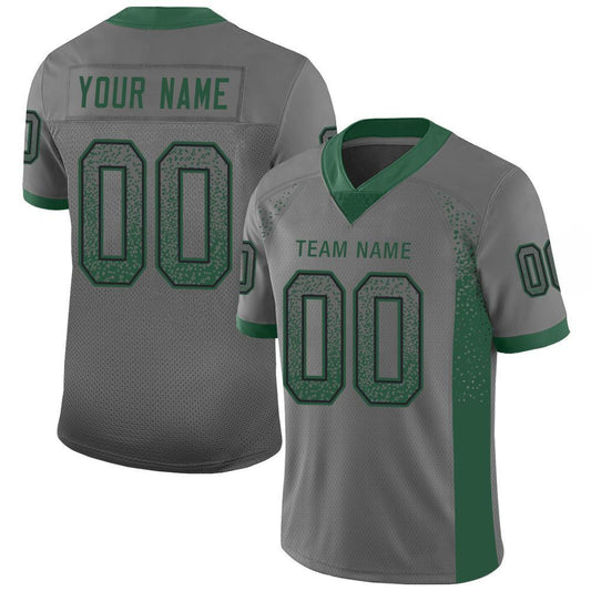 Custom Gray Gotham Green-Black Mesh Drift Fashion Football Jersey Limited
