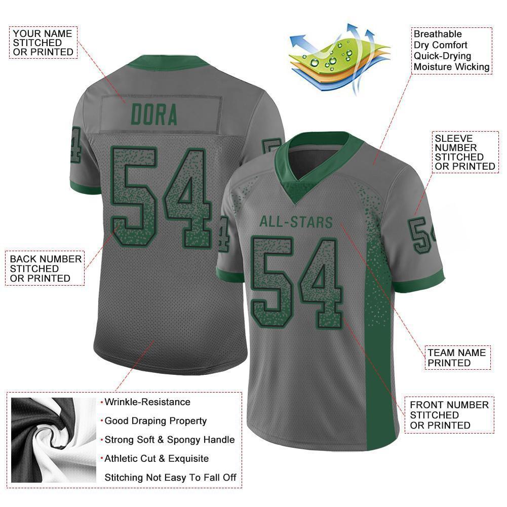 Custom Gray Gotham Green-Black Mesh Drift Fashion Football Jersey Limited