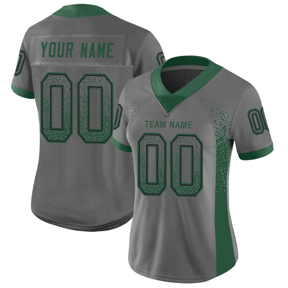 Custom Gray Gotham Green-Black Mesh Drift Fashion Football Jersey Limited