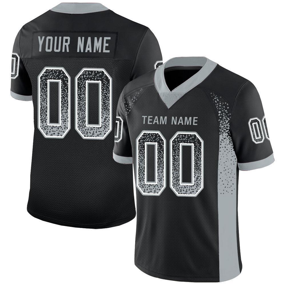 Custom Black Silver-White Mesh Drift Fashion Football Jersey Limited