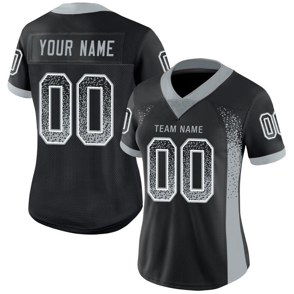 Custom Black Silver-White Mesh Drift Fashion Football Jersey Limited