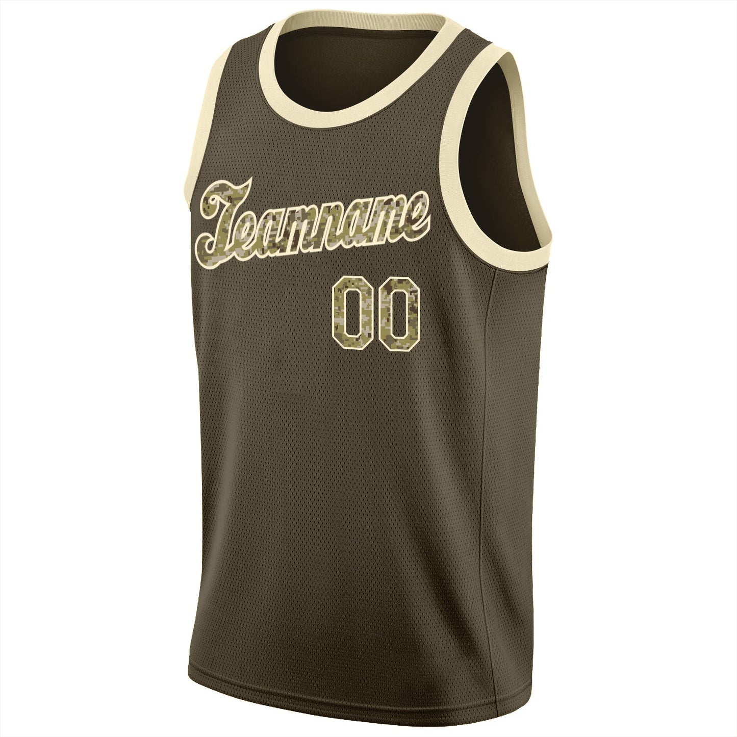 Custom Olive Camo-Cream Round Neck Rib-Knit Salute To Service Basketball Jersey Limited