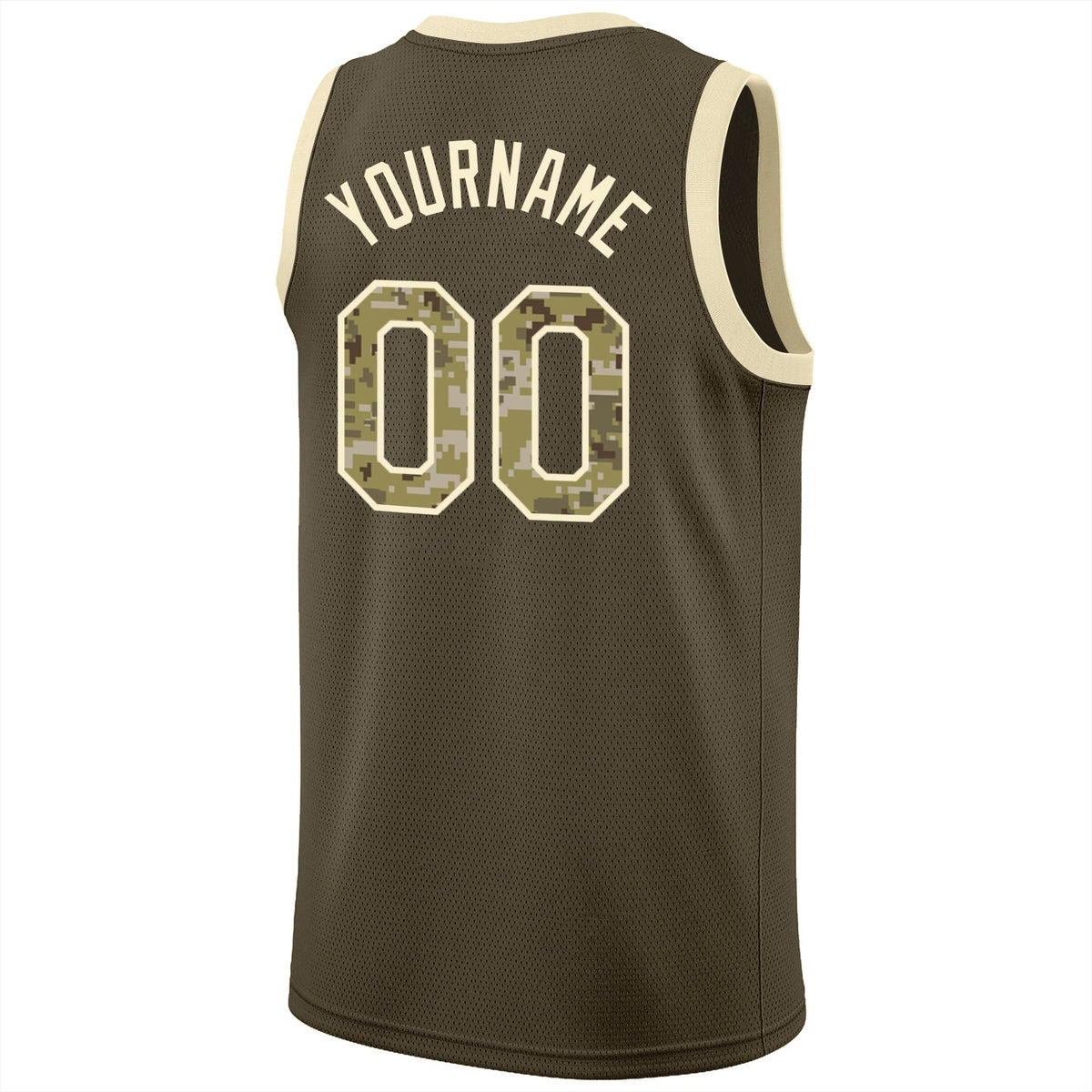 Custom Olive Camo-Cream Round Neck Rib-Knit Salute To Service Basketball Jersey Limited