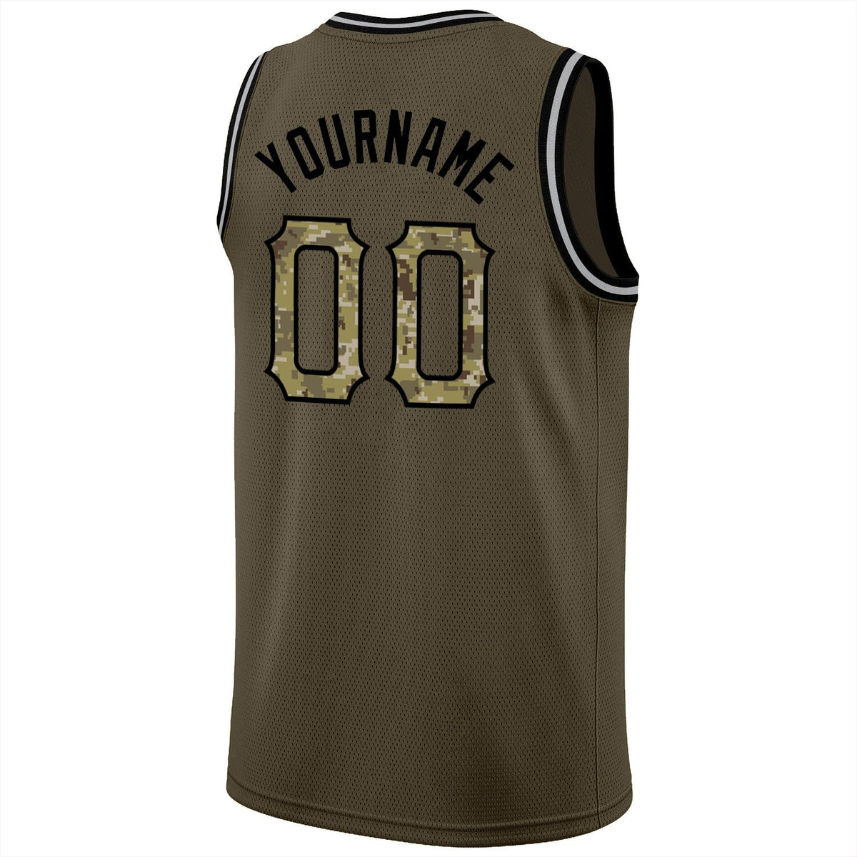 Custom Olive Camo-Black Classic Tops Athletic Basketball Jersey Limited