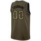 Custom Olive Camo-Black Round Neck Rib-Knit Salute To Service Basketball Jersey Limited