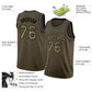Custom Olive Camo-Black Round Neck Rib-Knit Salute To Service Basketball Jersey Limited