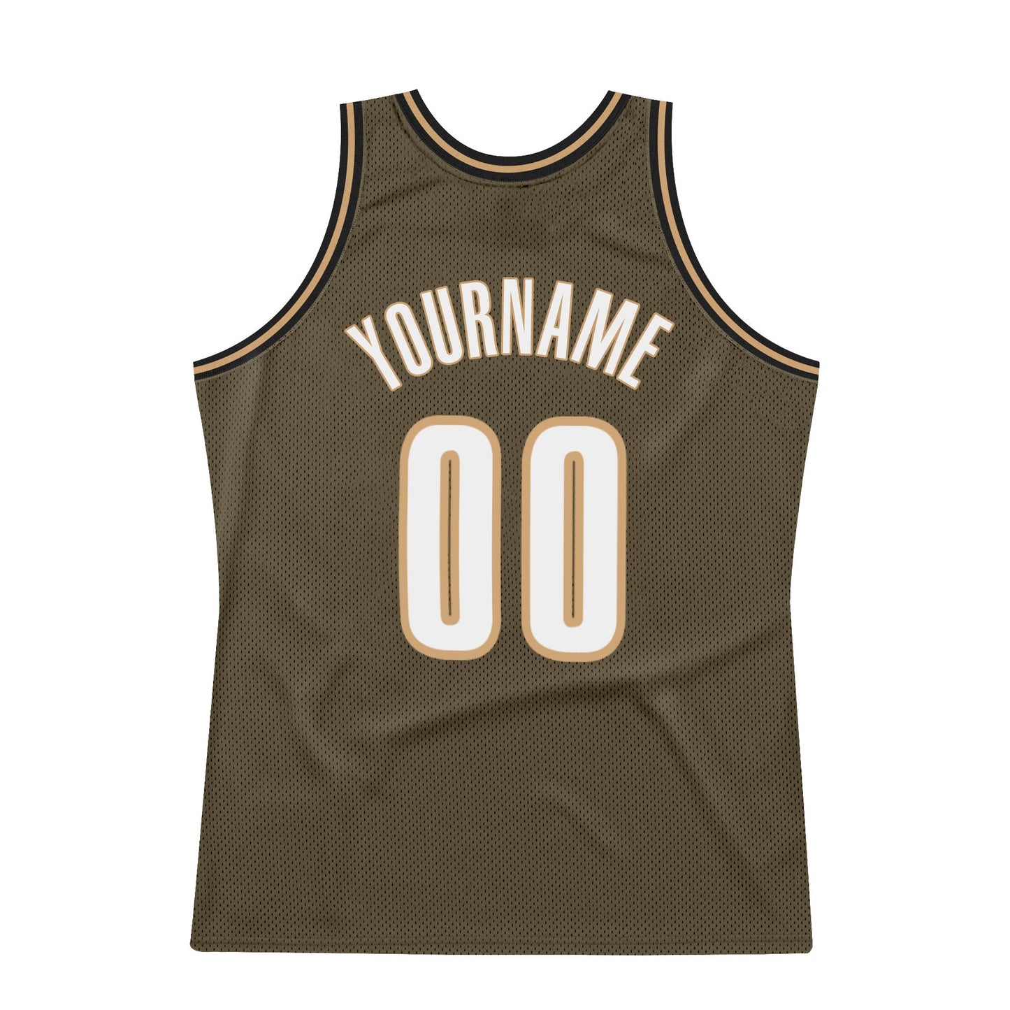 Custom Olive White-Old Gold Authentic Throwback Basketball Jersey Limited