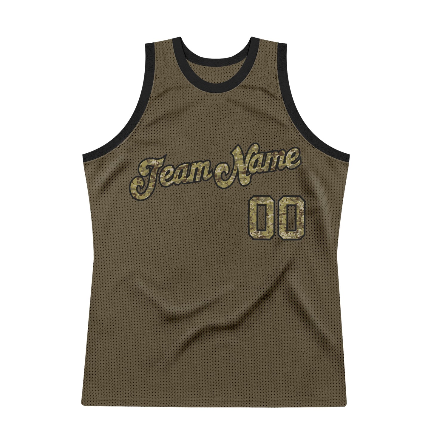 Custom Olive Camo-Black Authentic Throwback Salute To Service Basketball Jersey Limited