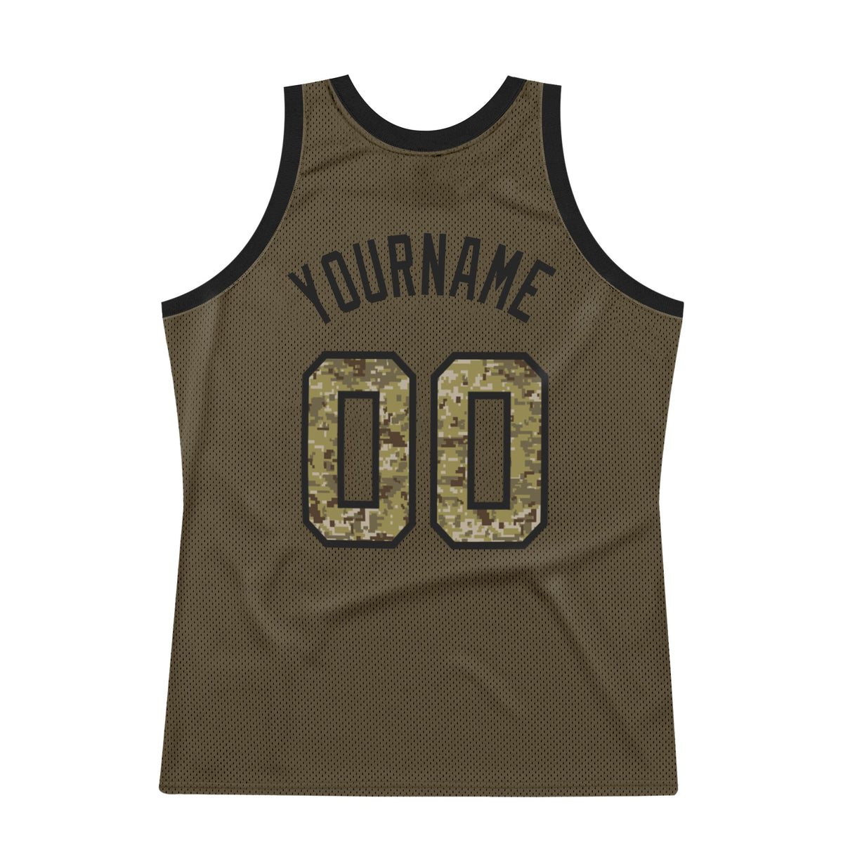 Custom Olive Camo-Black Authentic Throwback Salute To Service Basketball Jersey Limited