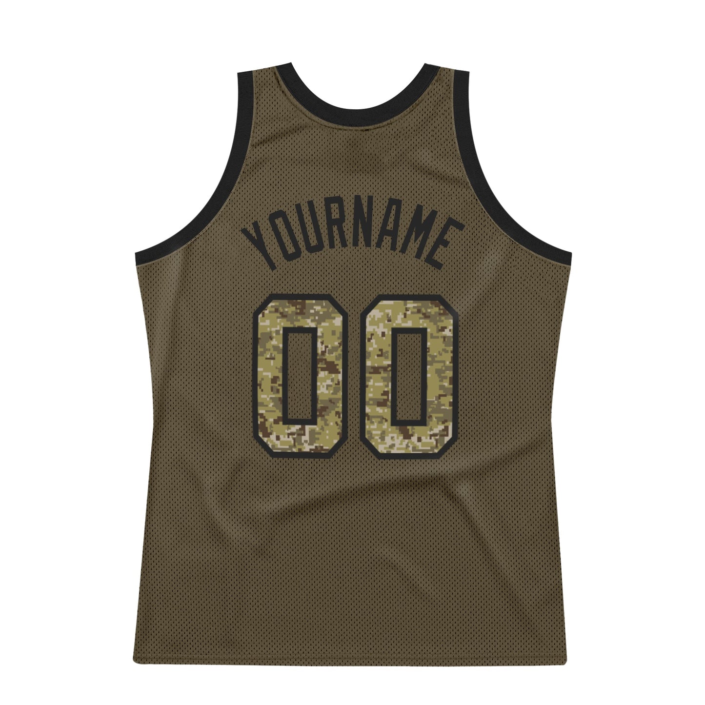 Custom Olive Camo-Black Authentic Throwback Salute To Service Basketball Jersey Limited