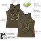 Custom Olive Camo-Black Authentic Throwback Salute To Service Basketball Jersey Limited
