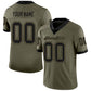 Custom Olive Black-Old Gold Mesh Salute To Service Football Jersey Limited