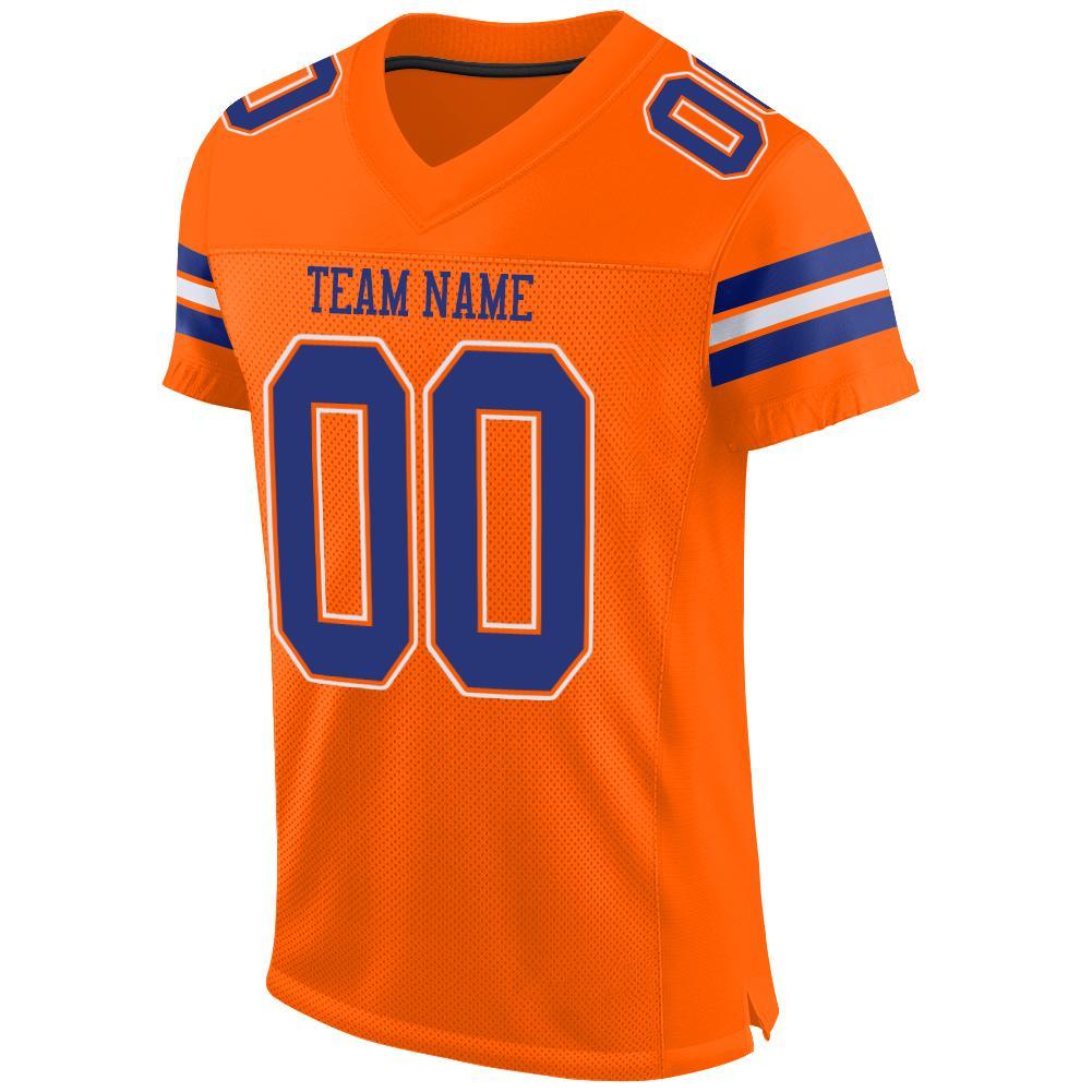 Custom Orange Royal-White Mesh Authentic Football Jersey Limited