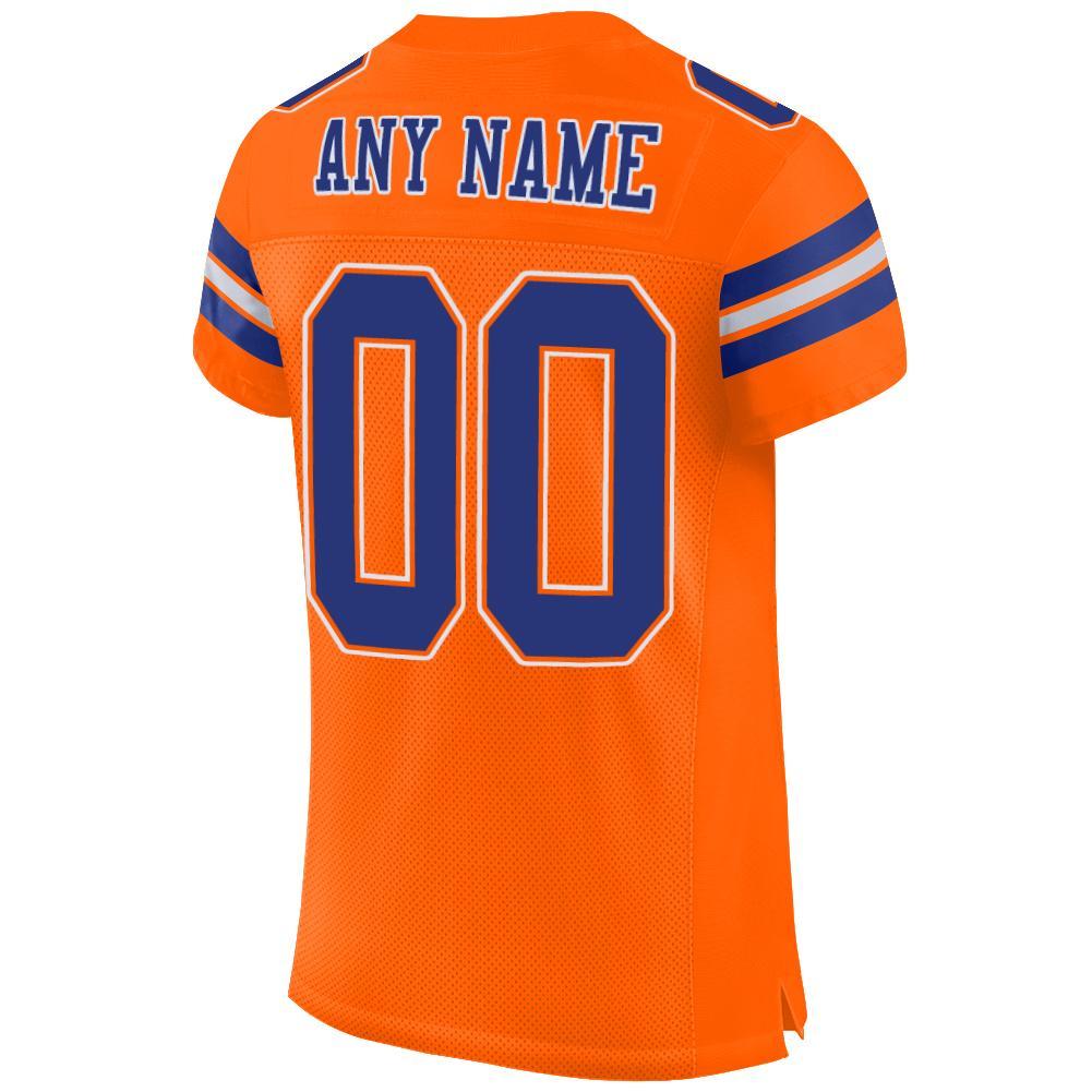 Custom Orange Royal-White Mesh Authentic Football Jersey Limited