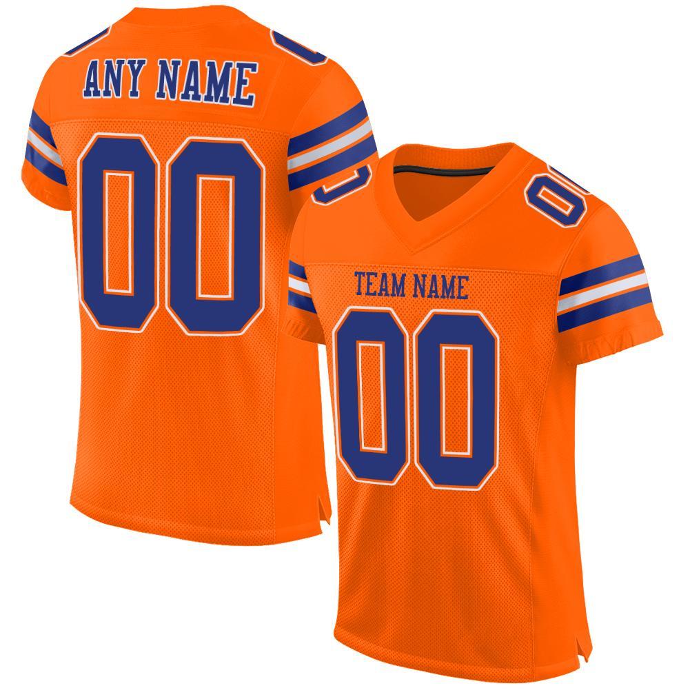 Custom Orange Royal-White Mesh Authentic Football Jersey Limited