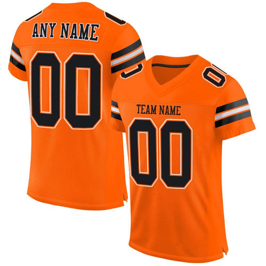 Custom Orange Black-White Mesh Authentic Football Jersey Limited