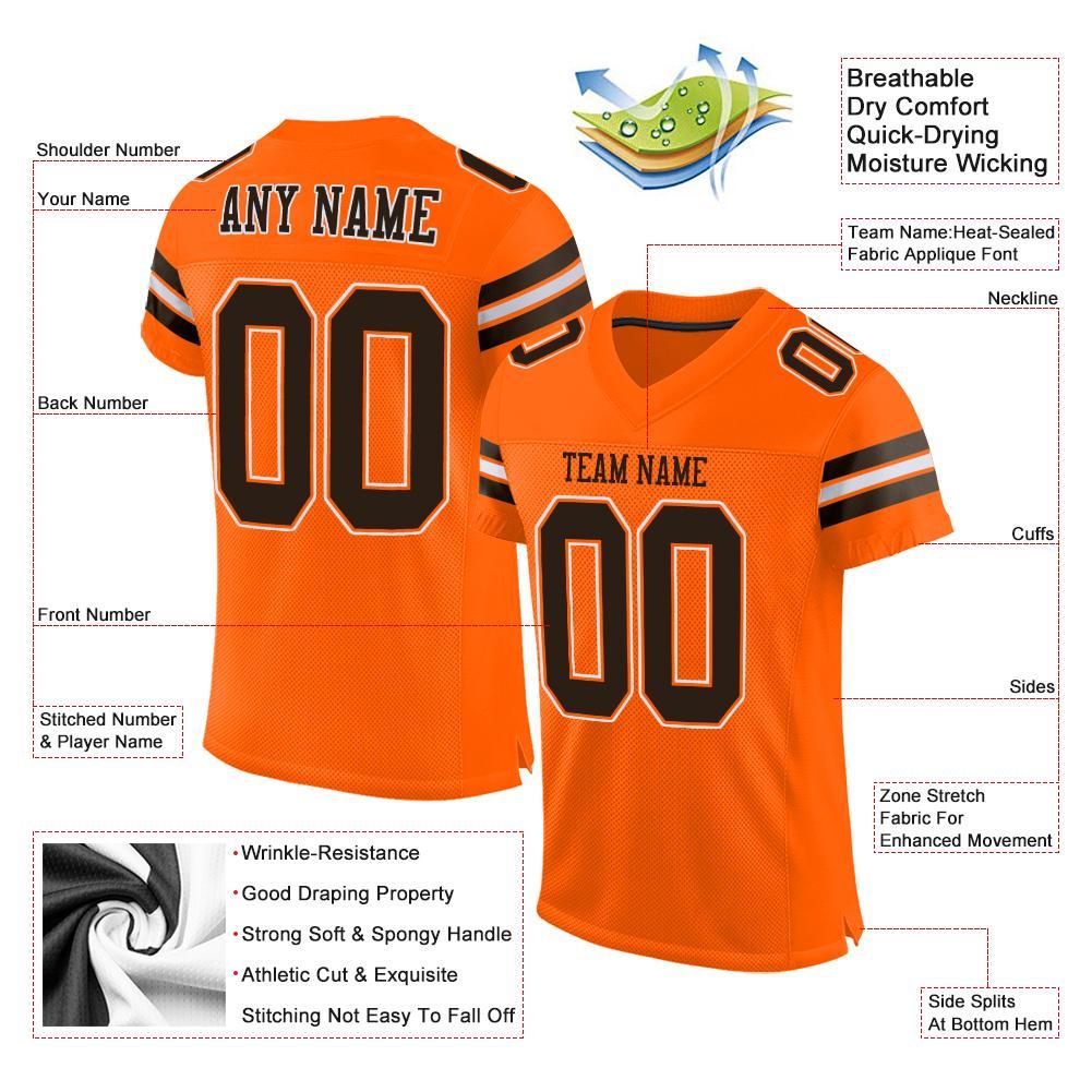 Custom Orange Brown-White Mesh Authentic Football Jersey Limited
